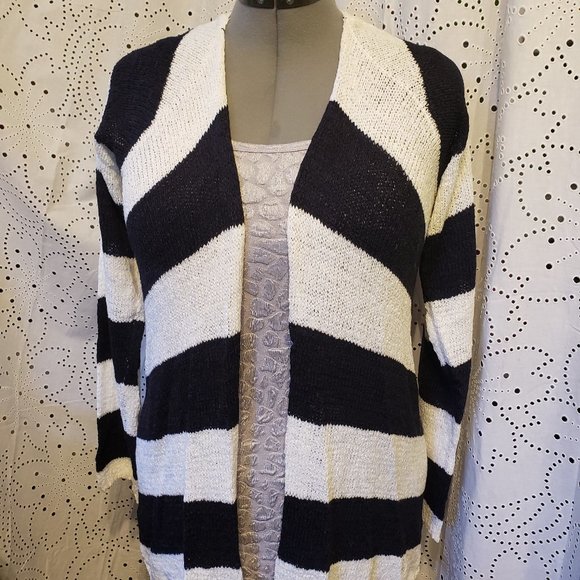 Sz Large 89th & Madison Navy/White Cardigan - Picture 1 of 4